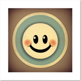 Retro Happy Smiley Face Vintage 70s 80s Aesthetic Posters and Art